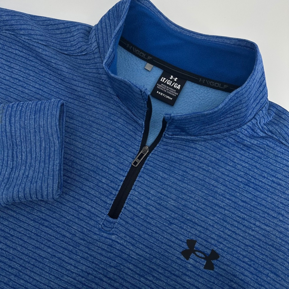Under Armour Golf Pullover Large Tall Blue Excellent Storm 1/4 Zip Fleece Lined